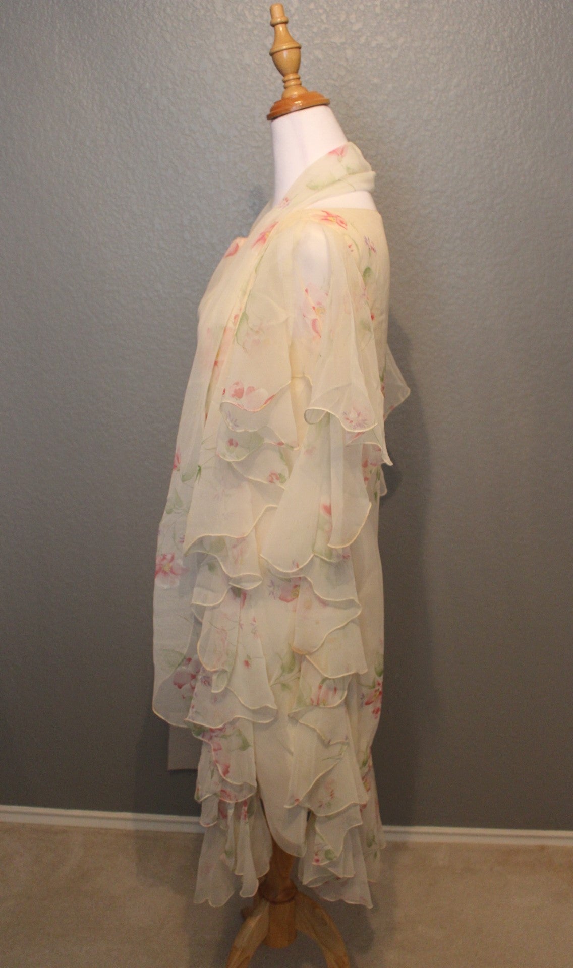 Creme Color Dress with Soft Pink Flowers