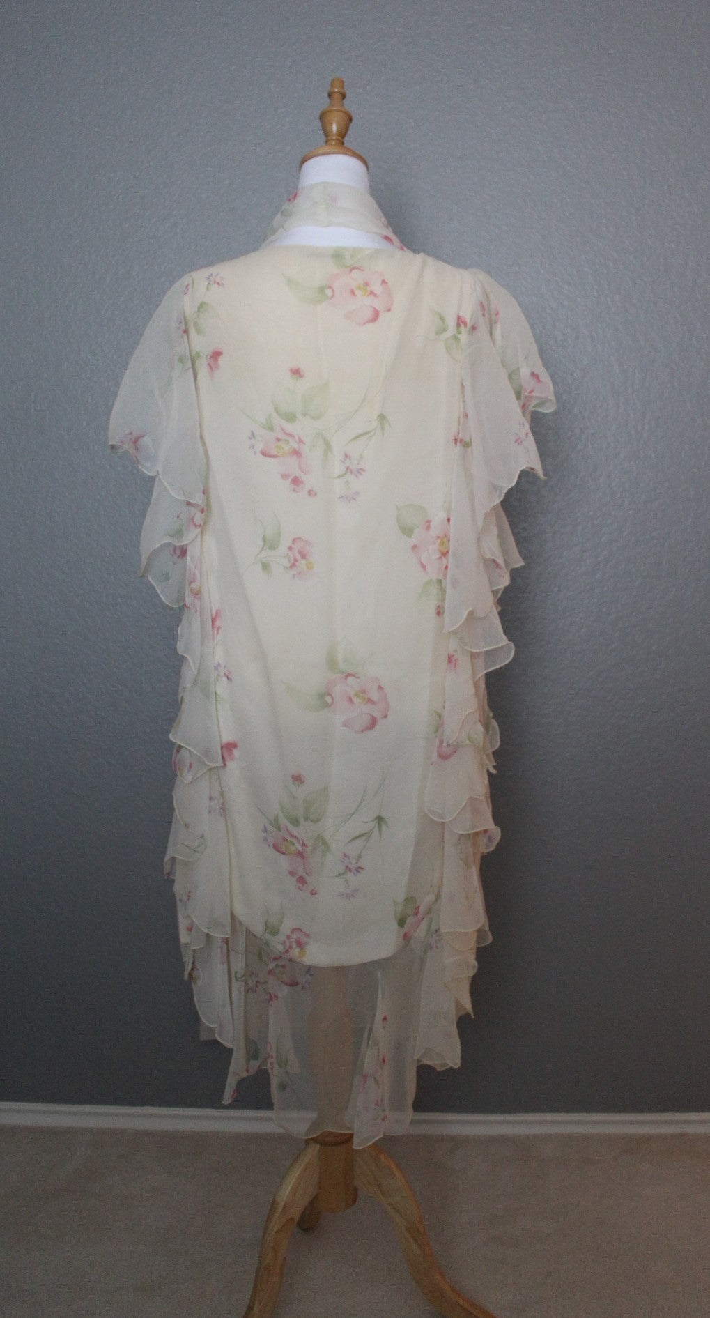 Creme Color Dress with Soft Pink Flowers