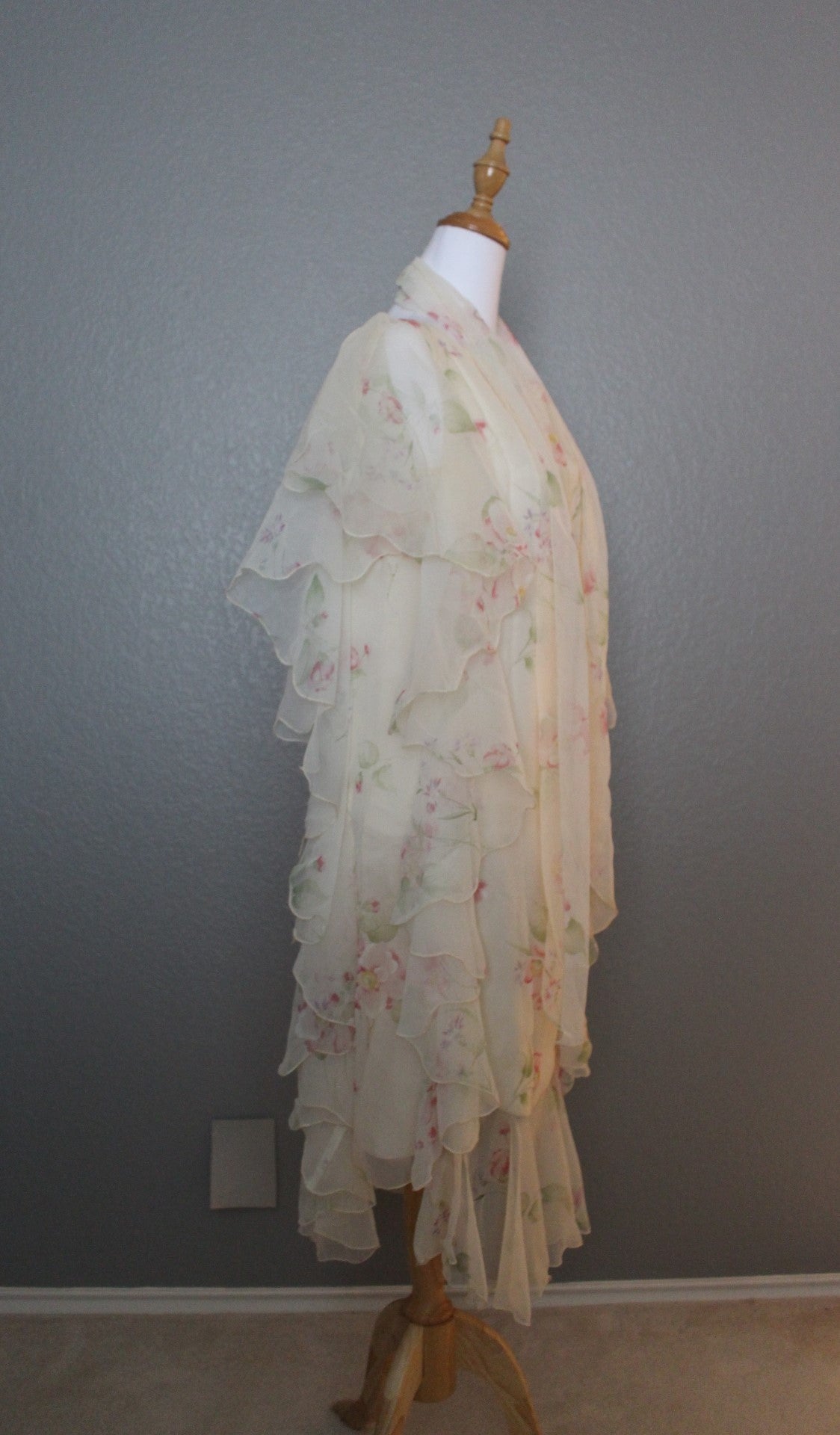 Creme Color Dress with Soft Pink Flowers