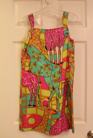 Donna Leonard "Rare" Designer Giraffe Colorful Sleeveless Tank Dress (XS)