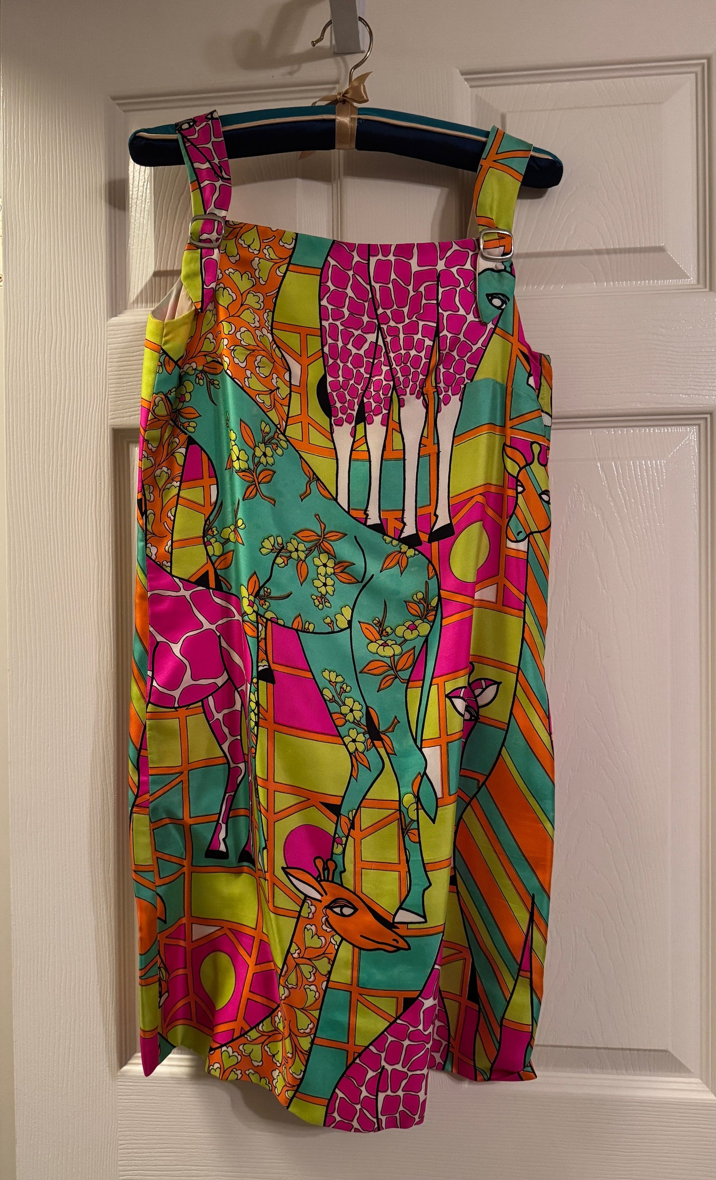 Donna Leonard "Rare" Designer Giraffe Colorful Sleeveless Tank Dress (XS)
