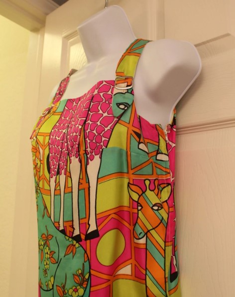 Donna Leonard "Rare" Designer Giraffe Colorful Sleeveless Tank Dress (XS)
