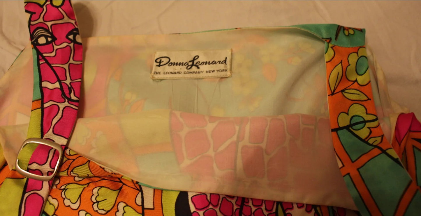 Donna Leonard "Rare" Designer Giraffe Colorful Sleeveless Tank Dress (XS)