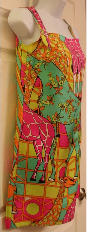 Donna Leonard "Rare" Designer Giraffe Colorful Sleeveless Tank Dress (XS)