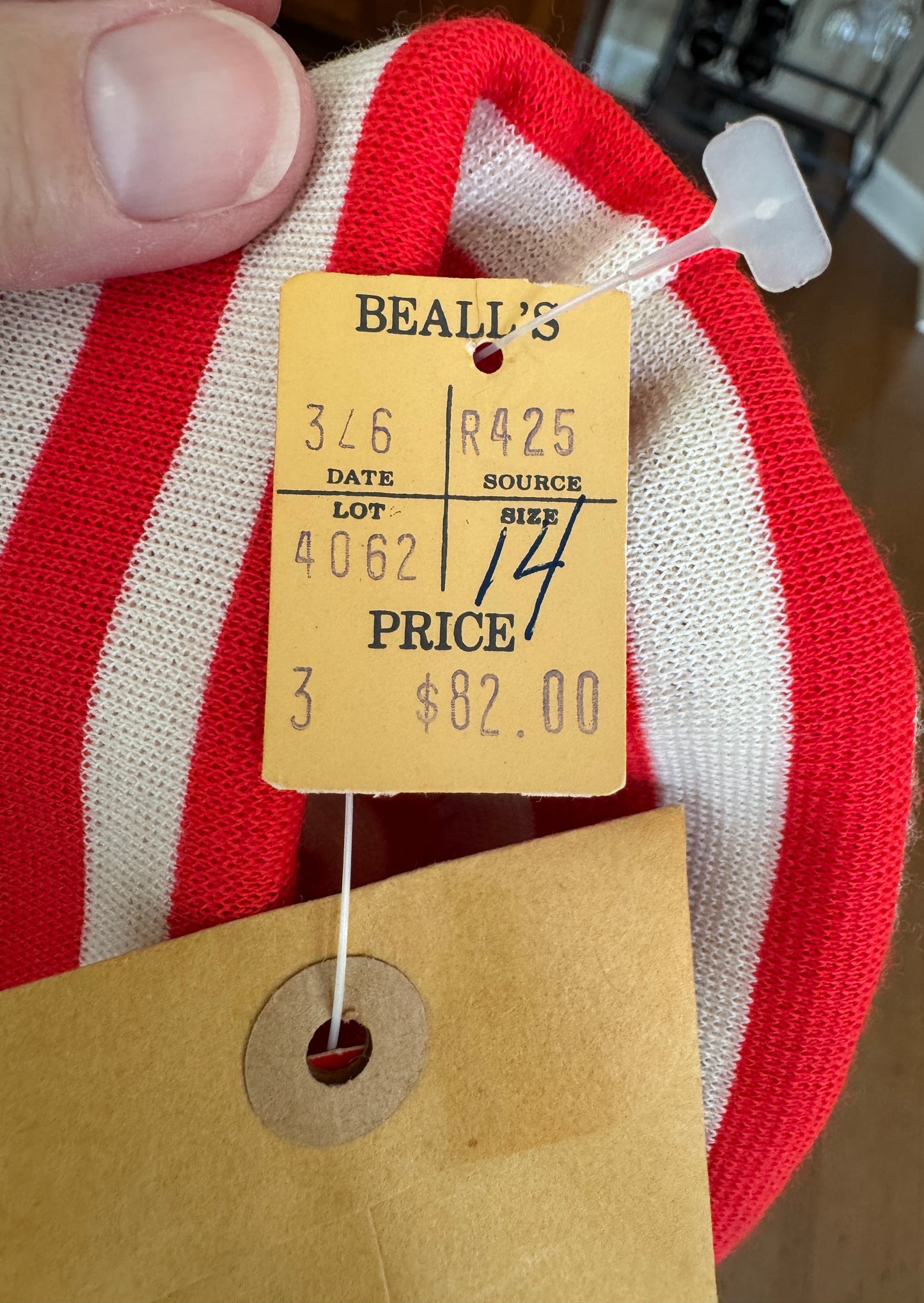 Vintage 1970s Bealls Red & White Striped Knit Dress Set | Nautical Two-Piece | Size 14