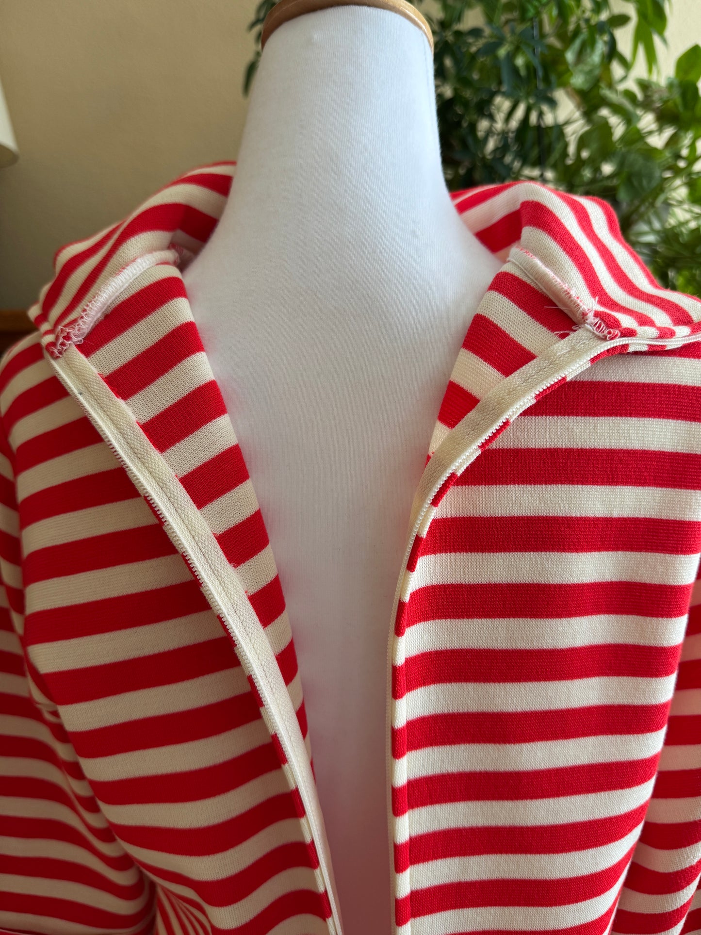 Vintage 1970s Bealls Red & White Striped Knit Dress Set | Nautical Two-Piece | Size 14