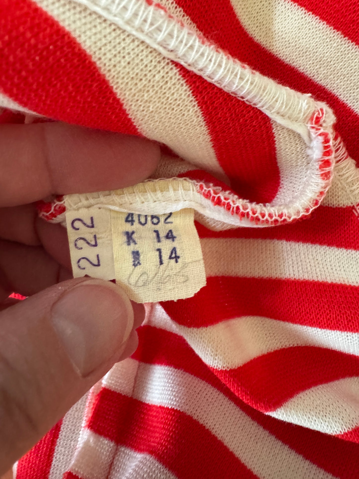 Vintage 1970s Bealls Red & White Striped Knit Dress Set | Nautical Two-Piece | Size 14