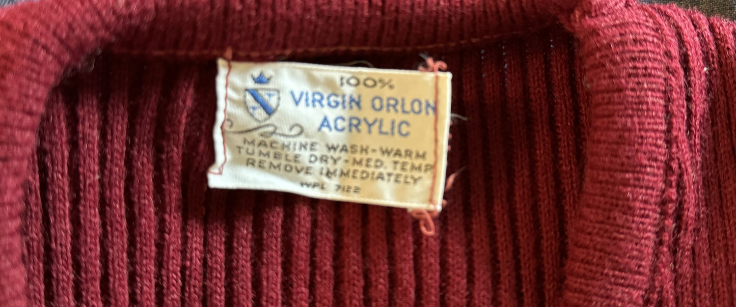 Maroon V-Neck Sleeveless Ribbed Sweater