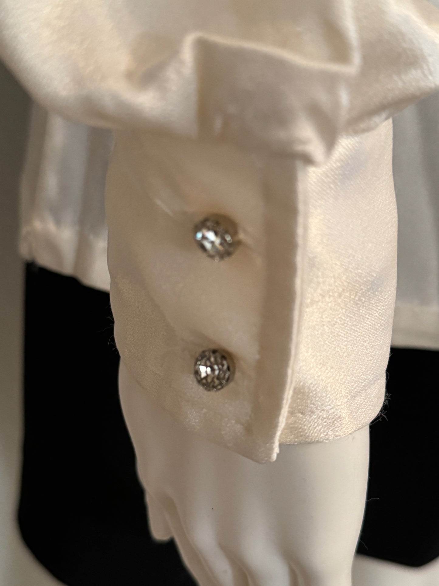 Lady Manhattan White Shiny Long Sleeve Blouse