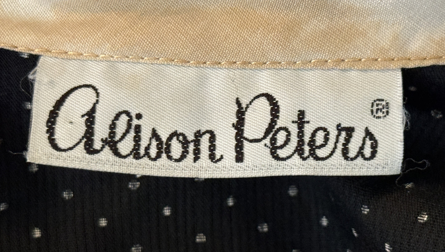 Alison Peters Black & White Polka Dot Dress with Red Accent, Vintage 1970s