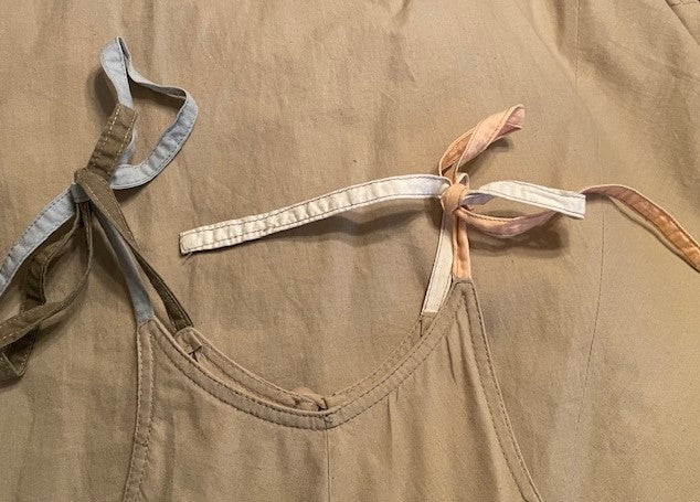 Brown Cotton Dress 70's Dress with spaghetti straps - Small