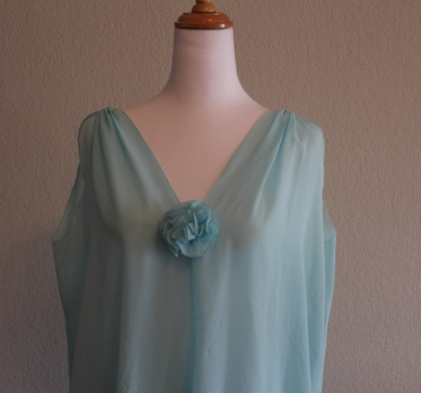 Lala's Original Pale Turquoise Nylon Chiffon Nightgown