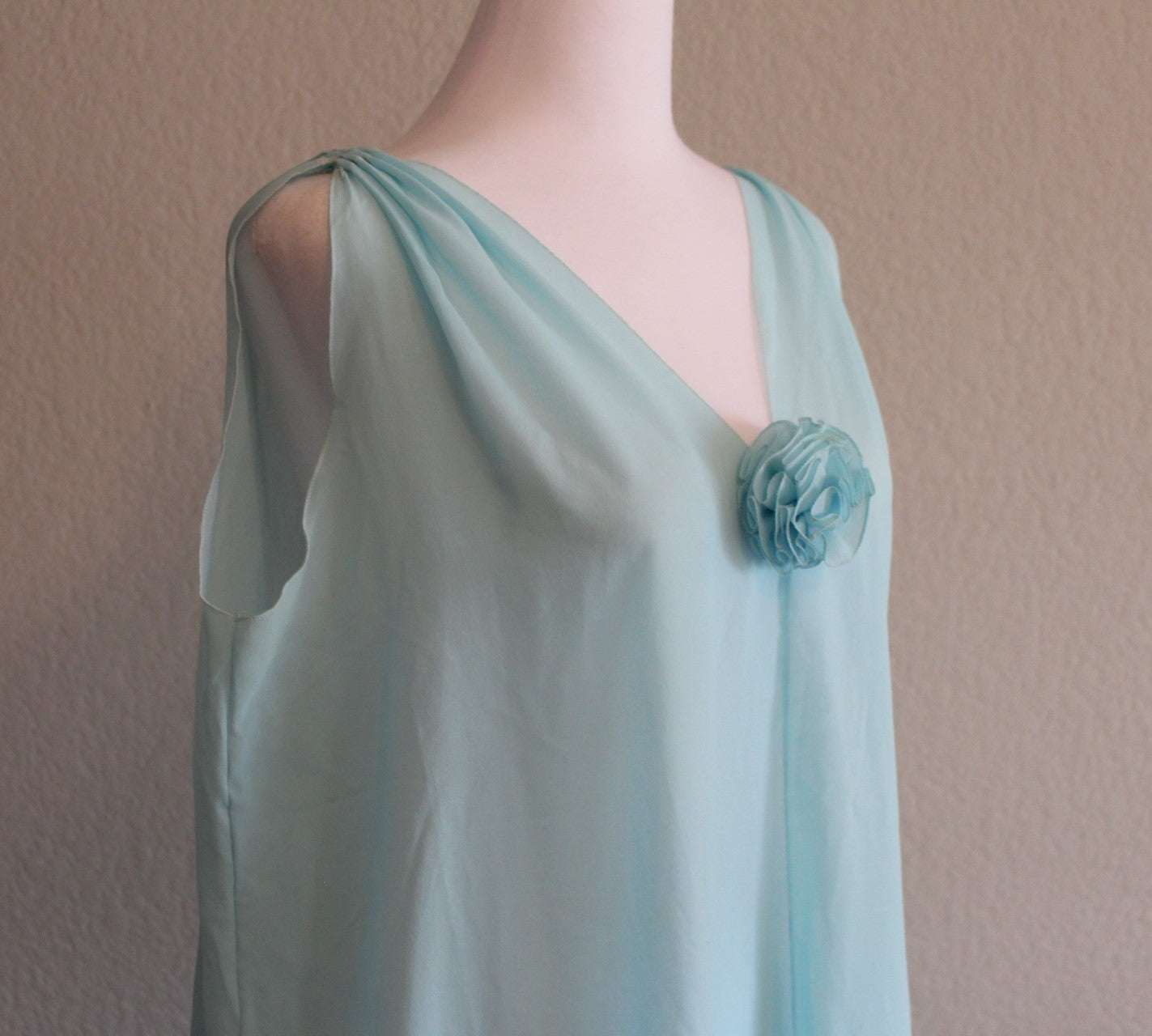 Lala's Original Pale Turquoise Nylon Chiffon Nightgown