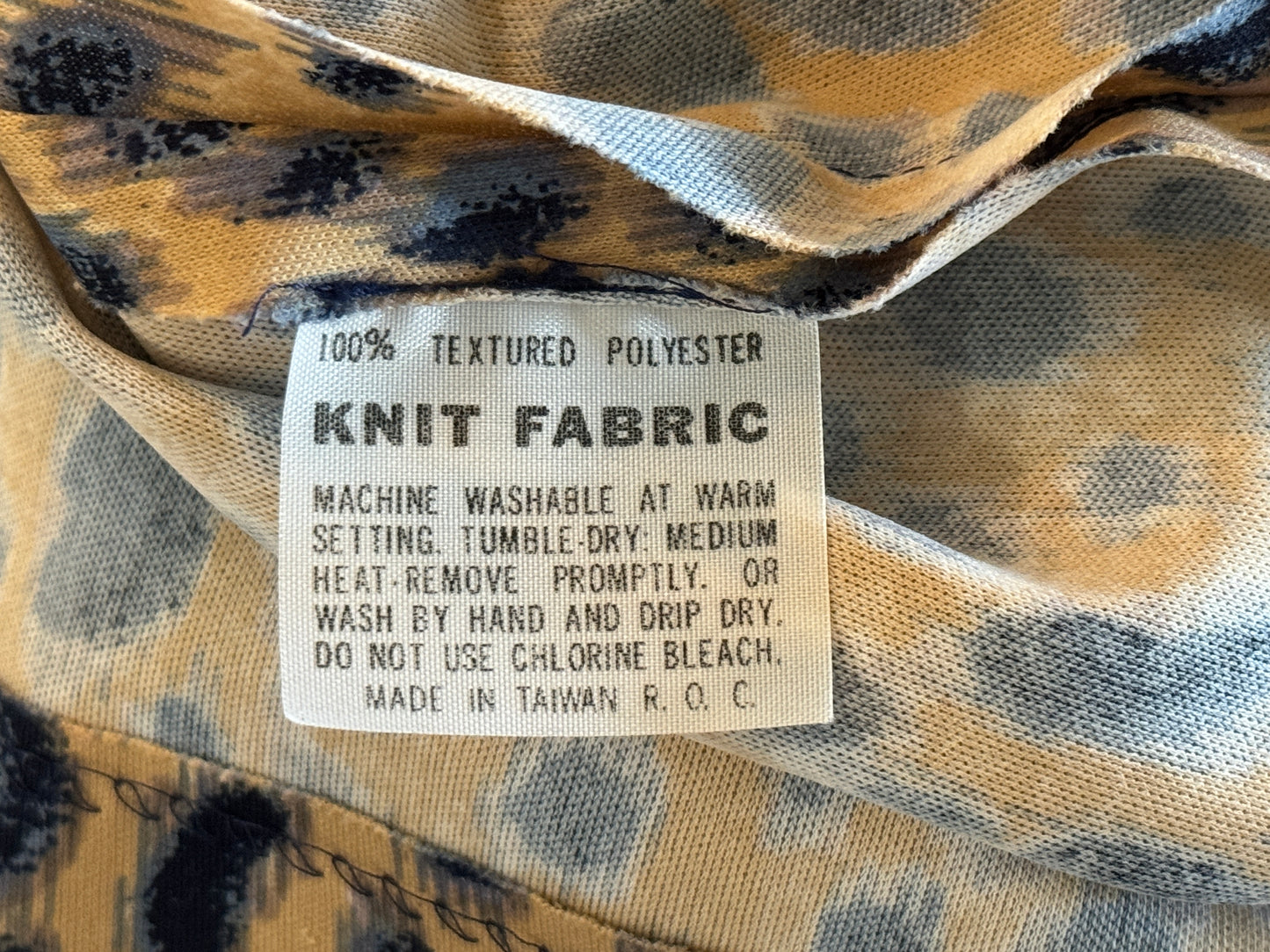 Leopard Print Vintage Knit Button Dress from the 1970s (Small/Medium)