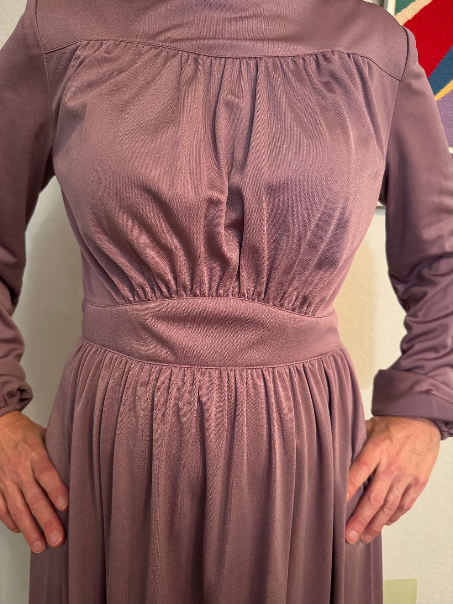Long Sleeve Shiny Light / Mauve Purple Dress (Vintage Size 12)