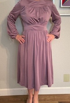 Long Sleeve Shiny Light / Mauve Purple Dress (Vintage Size 12)