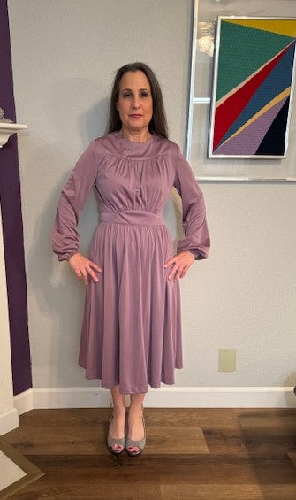 Long Sleeve Shiny Light / Mauve Purple Dress (Vintage Size 12)