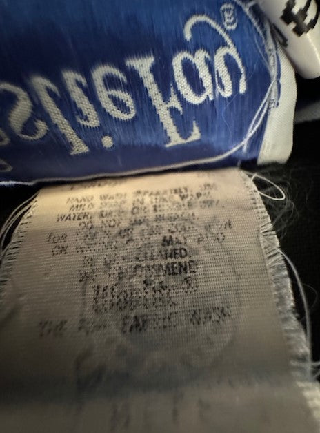 Vintage Leslie Fay Navy Knit Mini-Maxi Dress with White Collar and Blue Satin Bow, Size SM/M