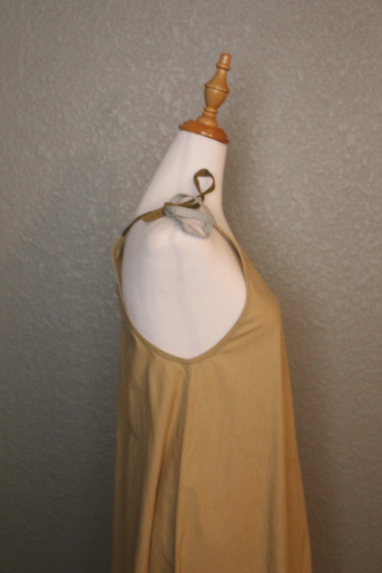 Brown Cotton Dress 70's Dress with spaghetti straps - Small