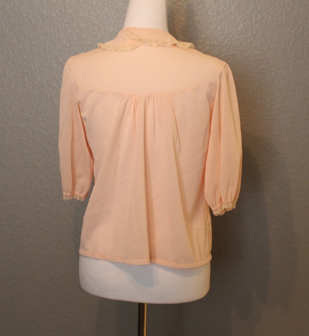 Baby Blue Tie Neck Bed Jacket | Vintage Lingerie (SM)