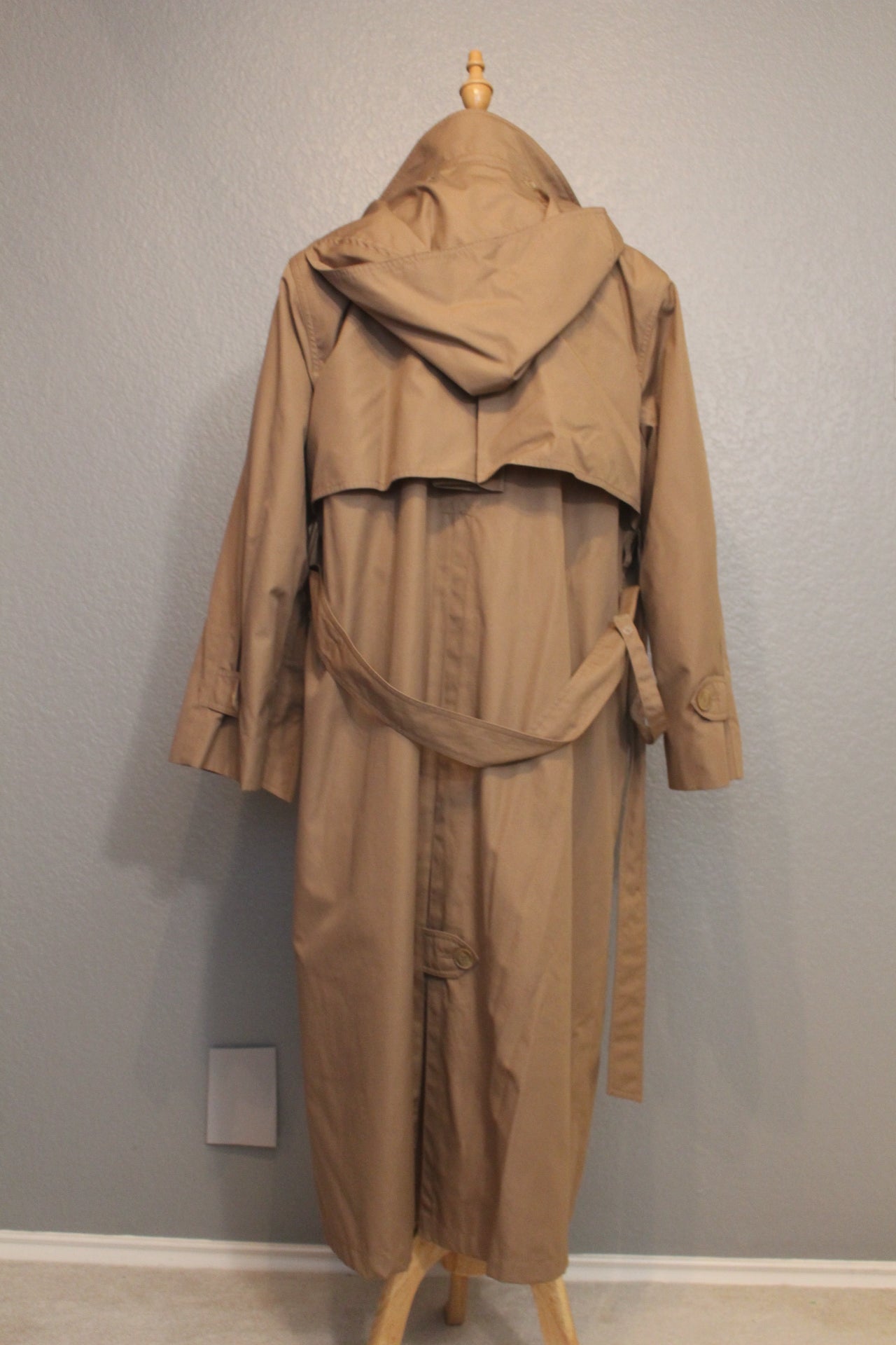 London Fog Jacket Classic Beige Trench Coat with Wool- Size 14 Petite