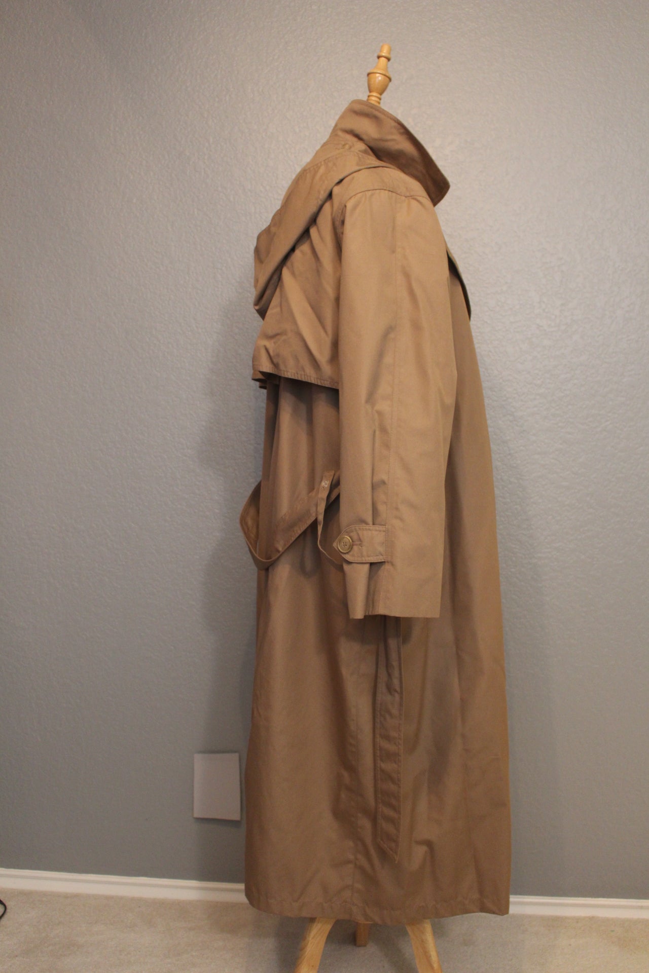 London Fog Jacket Classic Beige Trench Coat with Wool- Size 14 Petite