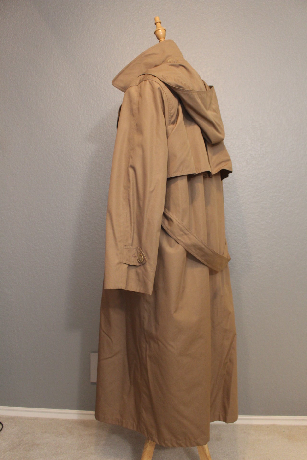 London Fog Jacket Classic Beige Trench Coat with Wool- Size 14 Petite