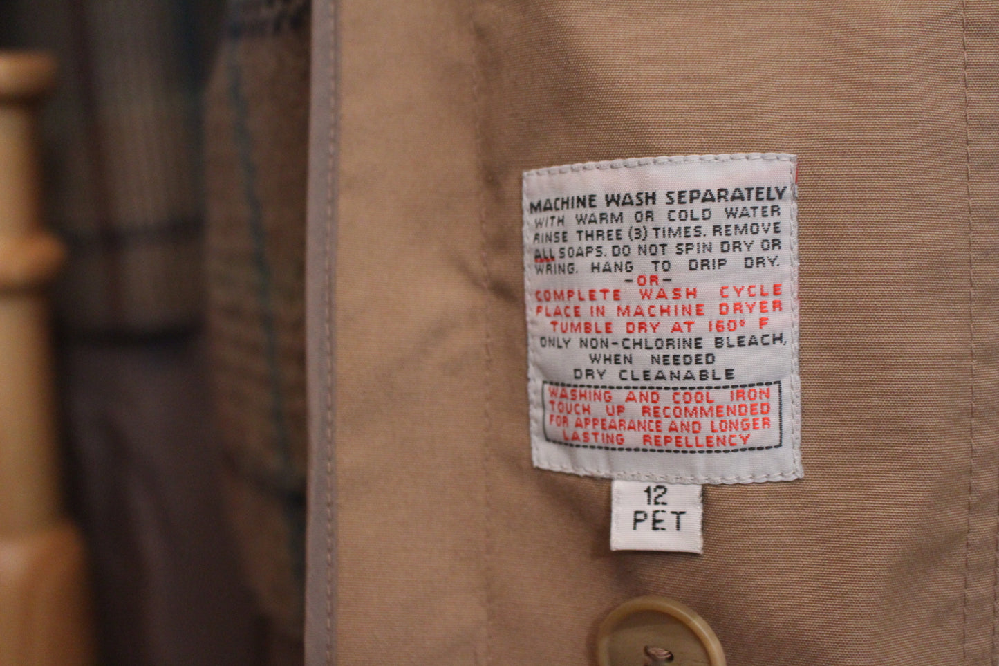 London Fog Jacket Classic Beige Trench Coat with Wool- Size 14 Petite
