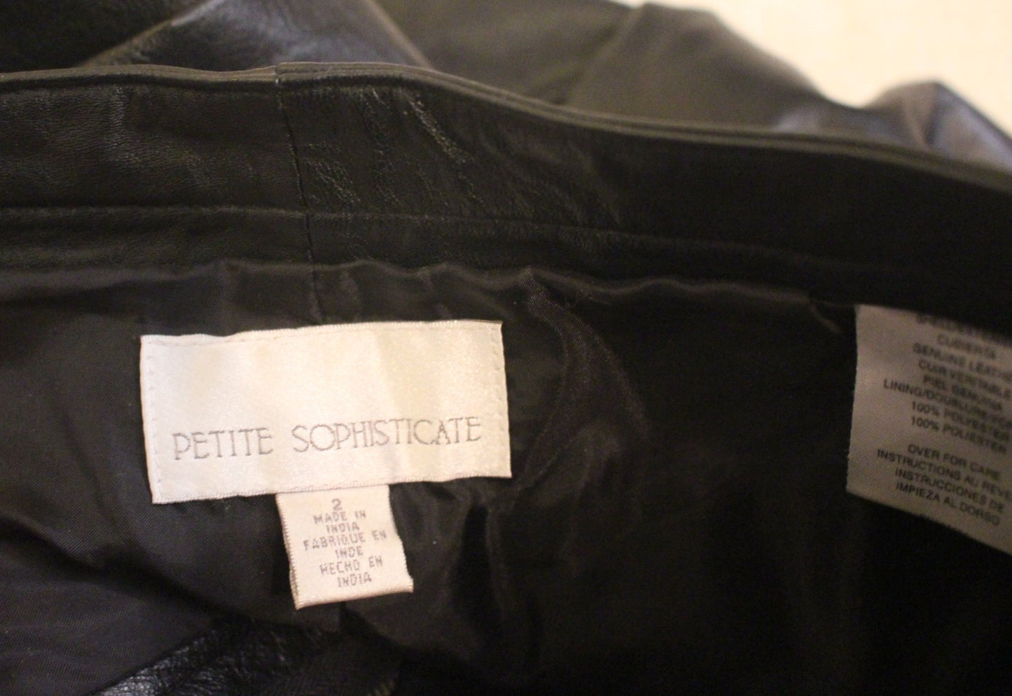 Black Leather Petite Sophisticate Slacks - Size 2, Small (S)