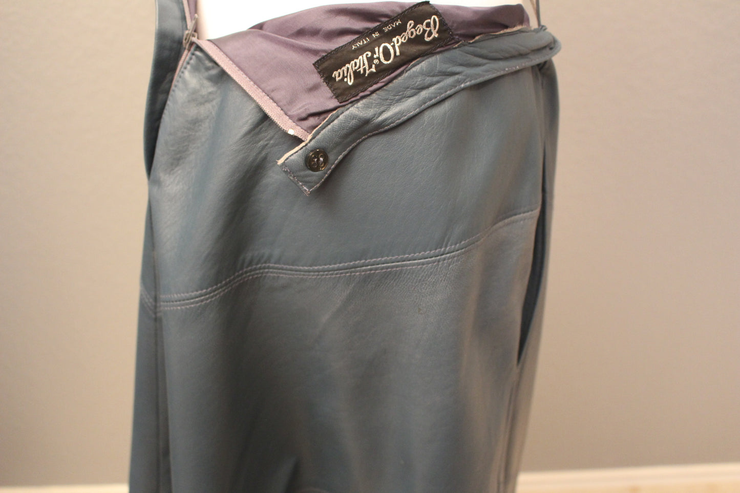 Begedor Italia Blue Unique Leather Skirt made it Italy XS/Small