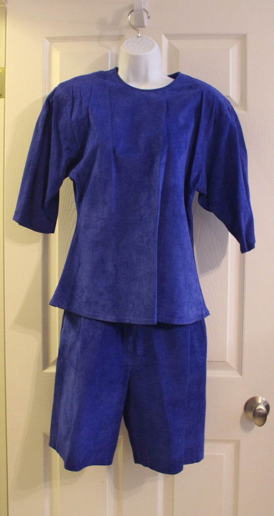 Vintage Royal Blude Suede Shirt and Shorts Set, (S/M)