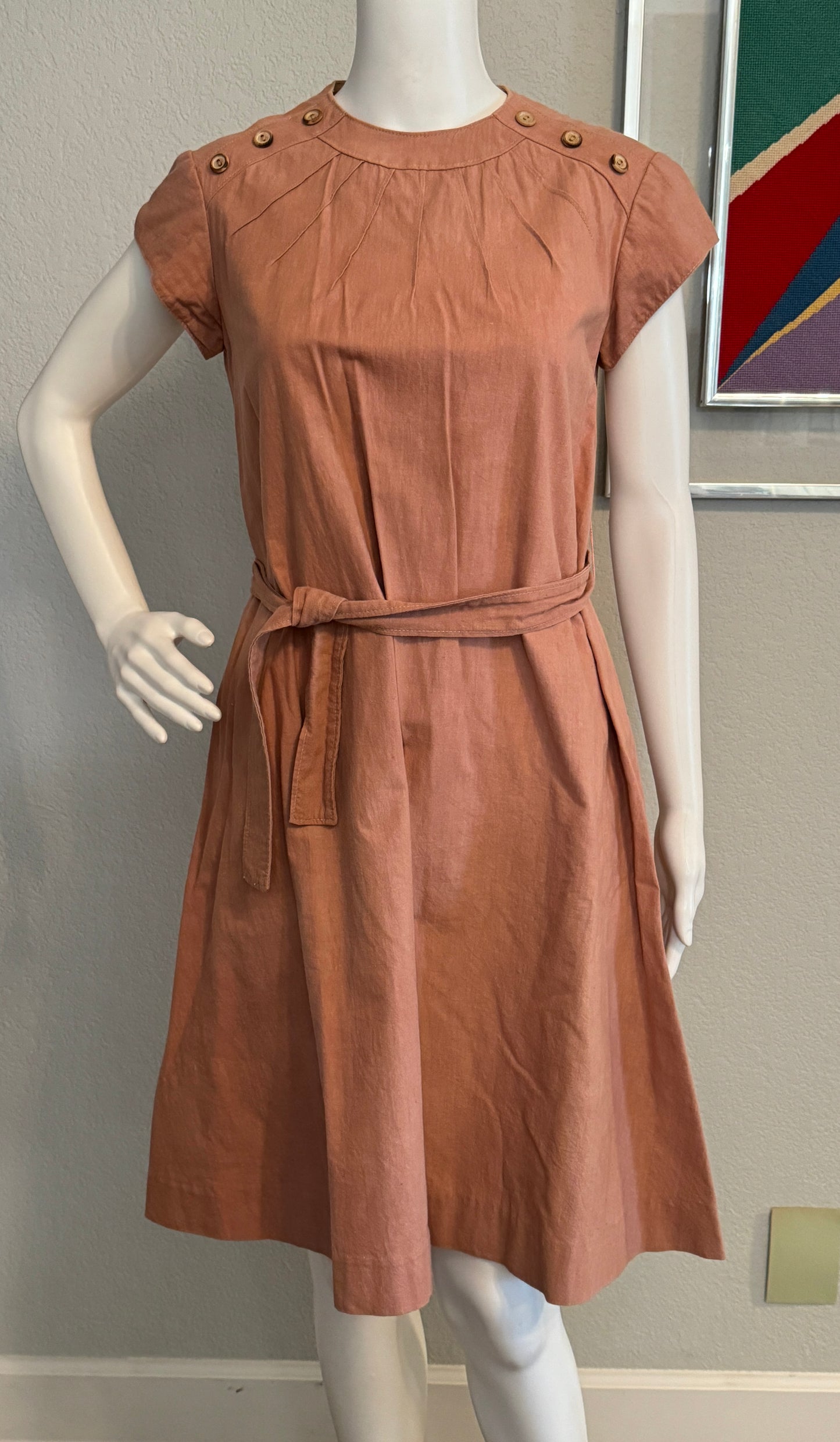 Al La Mode Short Sleeve Dress Peach / Pink with Belt