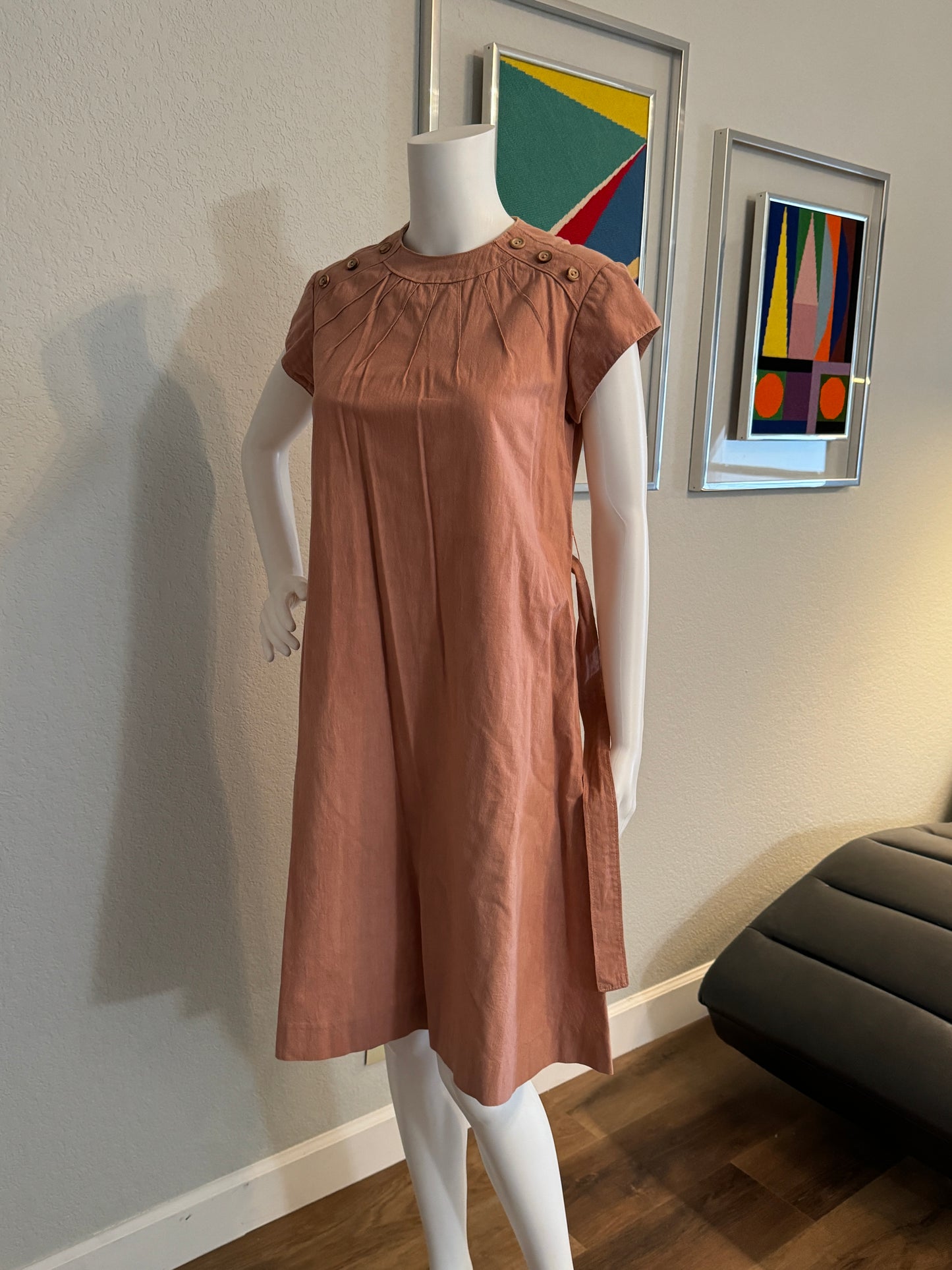 Al La Mode Short Sleeve Dress Peach / Pink with Belt