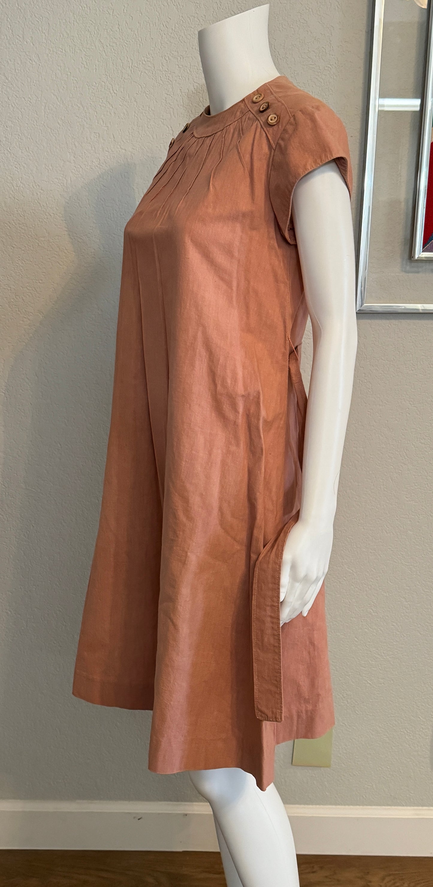 Al La Mode Short Sleeve Dress Peach / Pink with Belt