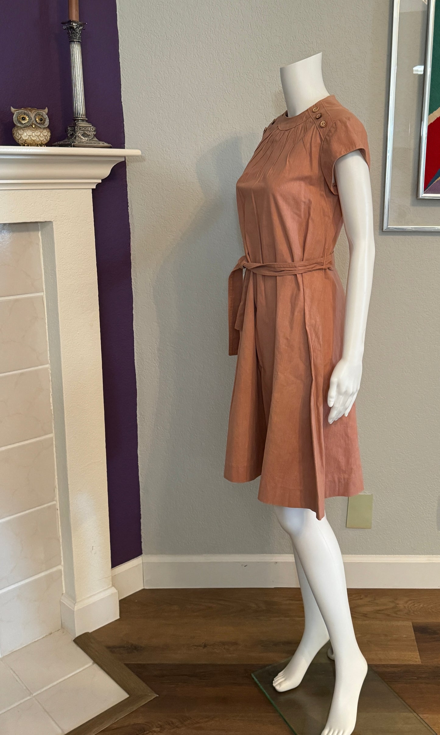 Al La Mode Short Sleeve Dress Peach / Pink with Belt