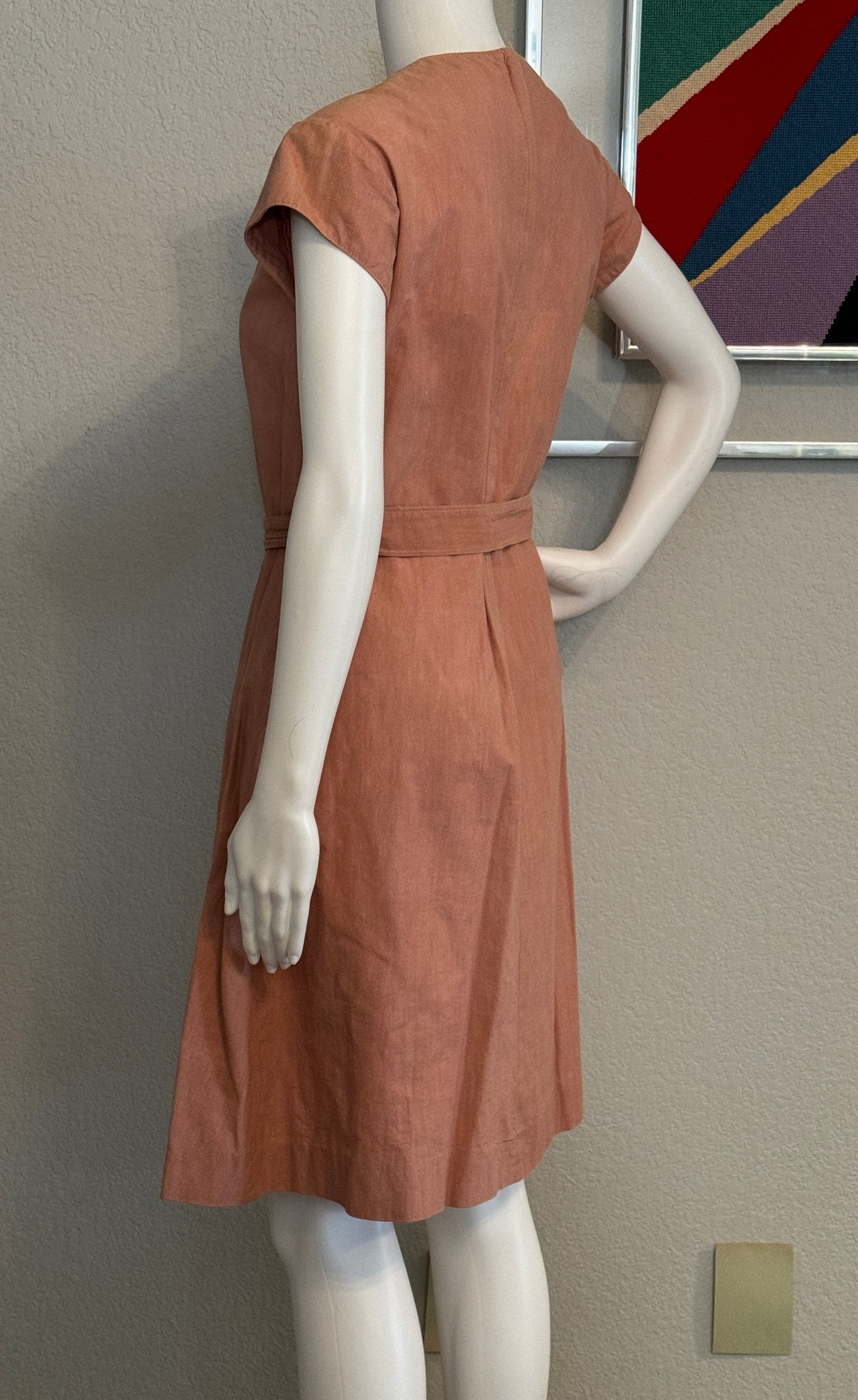 Al La Mode Short Sleeve Dress Peach / Pink with Belt