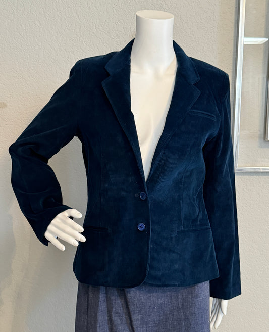 Abvien Navy Ribbed Cotton Jacket