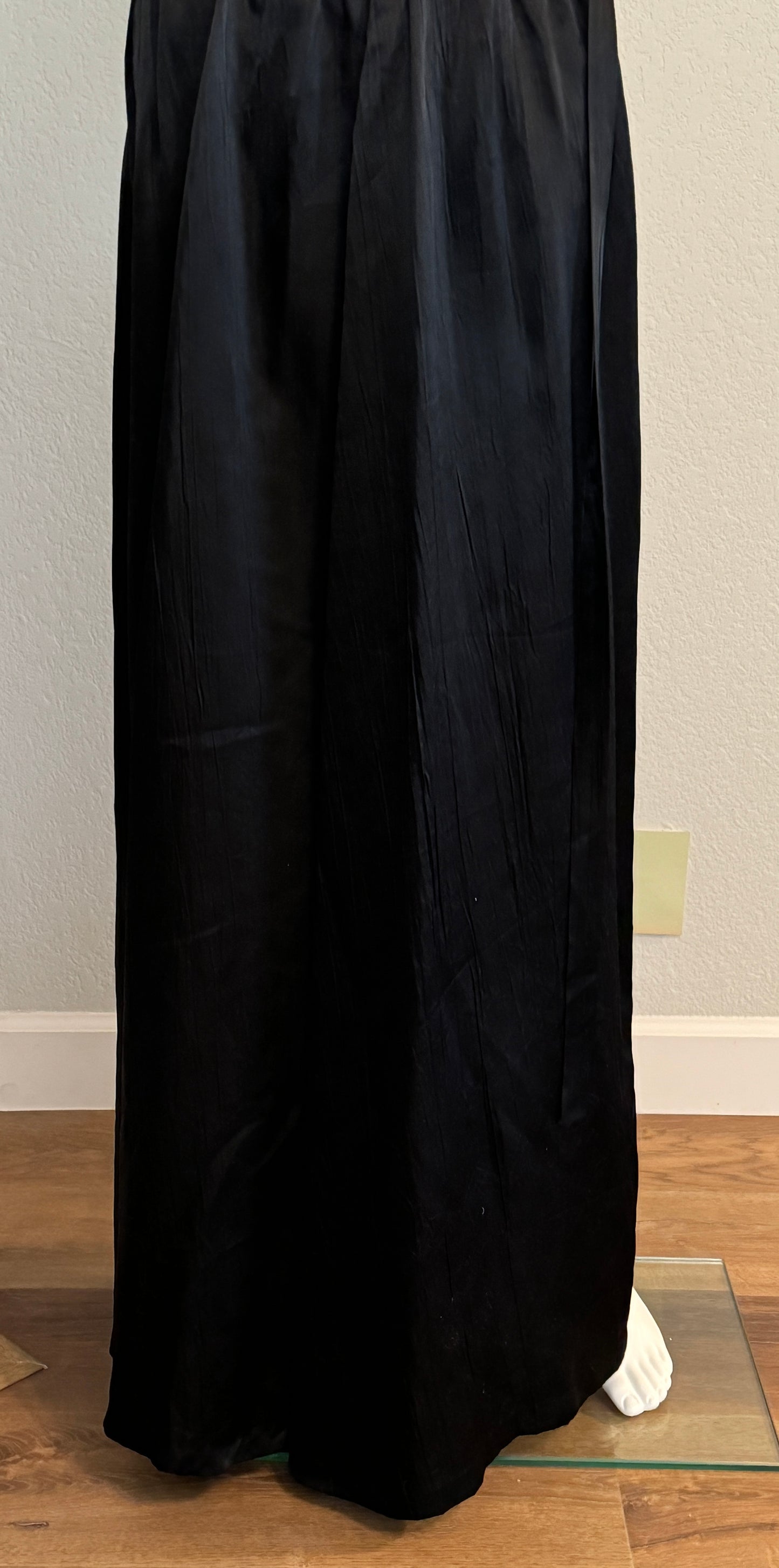 Black Full Length Silk Skirt with Bow, Sash