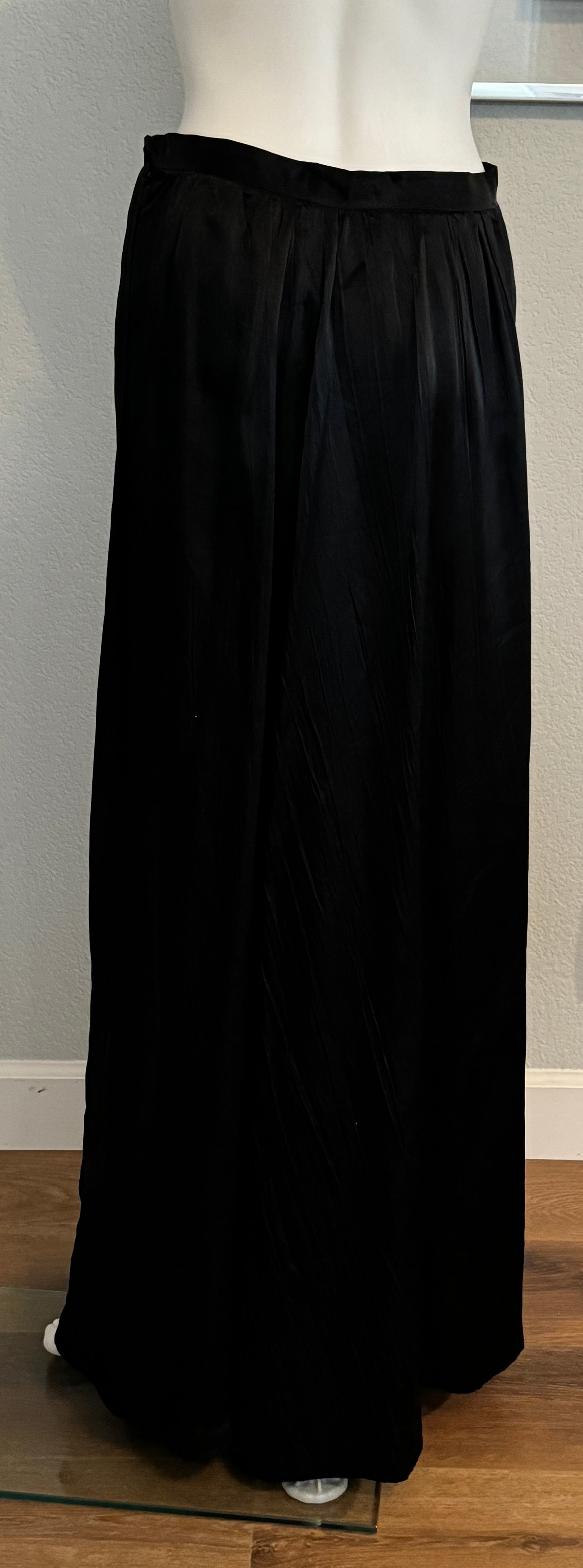 Black Full Length Silk Skirt with Bow, Sash