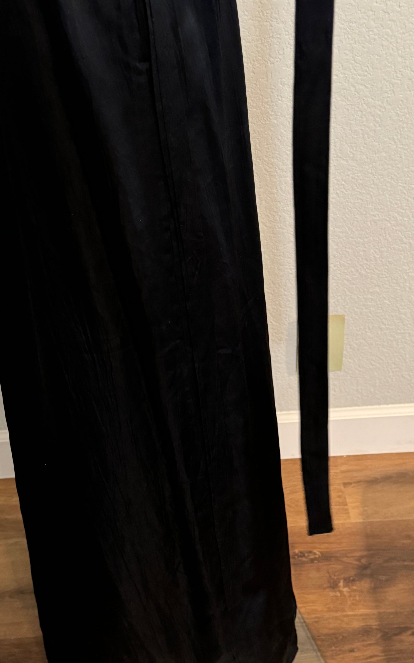 Black Full Length Silk Skirt with Bow, Sash