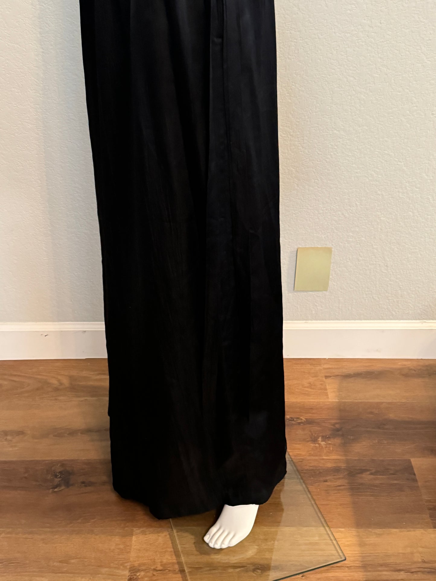 Black Full Length Silk Skirt with Bow, Sash