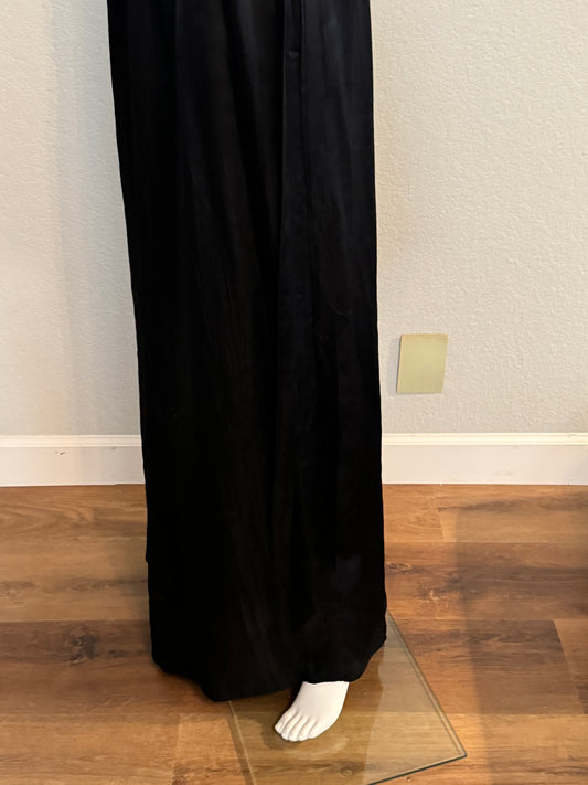 Black Full Length Silk Skirt with Bow, Sash