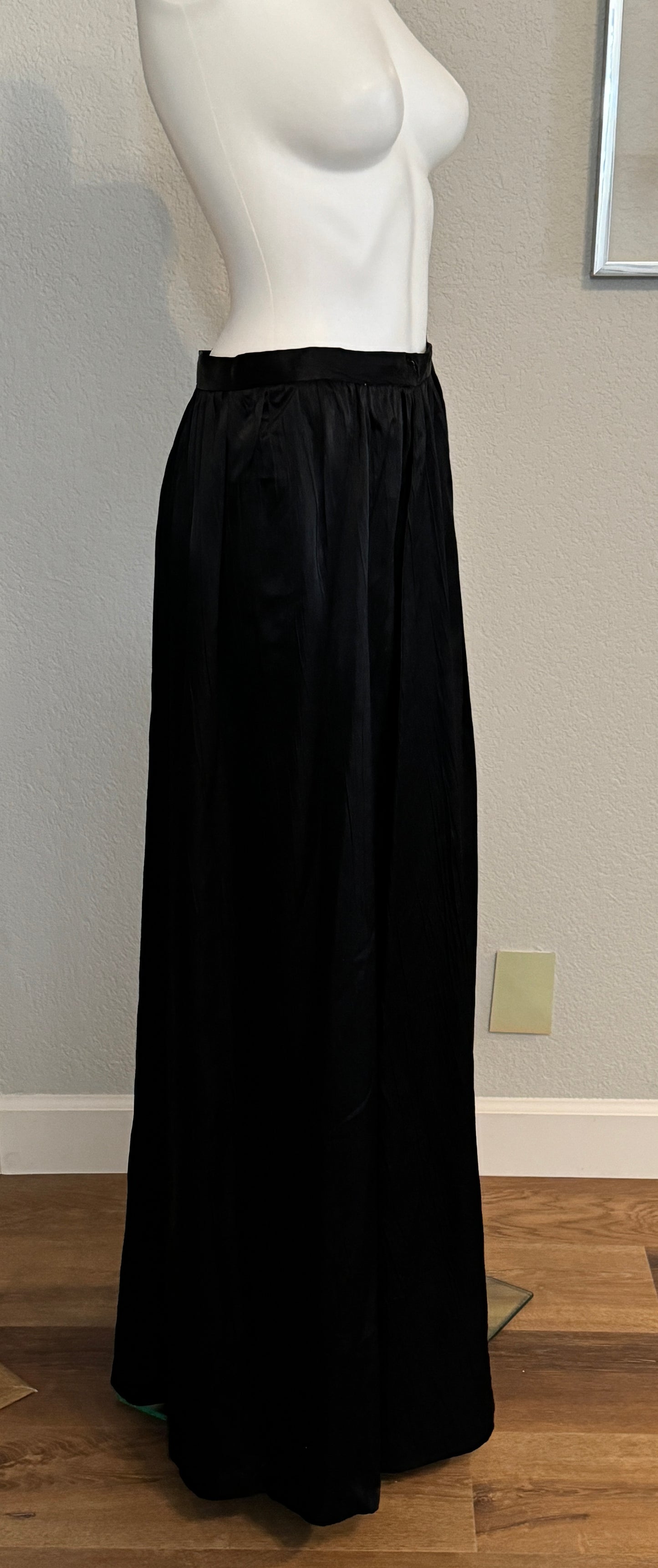 Black Full Length Silk Skirt with Bow, Sash