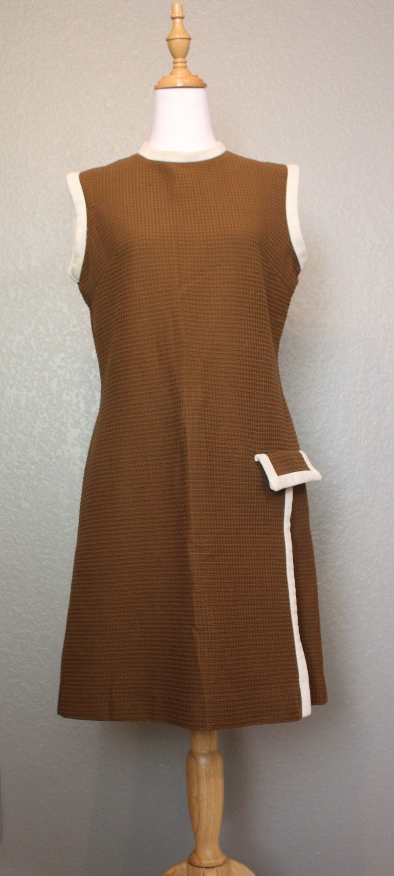 Bleeker Street Brown Sleeveless Dress with White Pocket