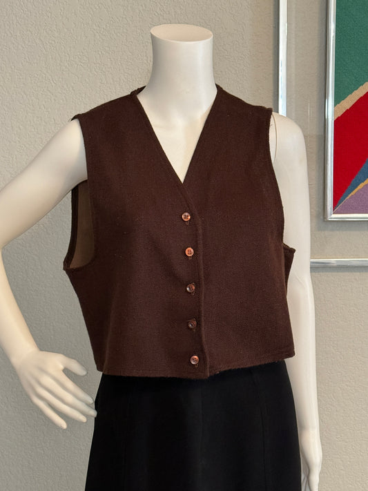 Chocolate Brown V-Neck Vest (Vintage Large/New Medium)