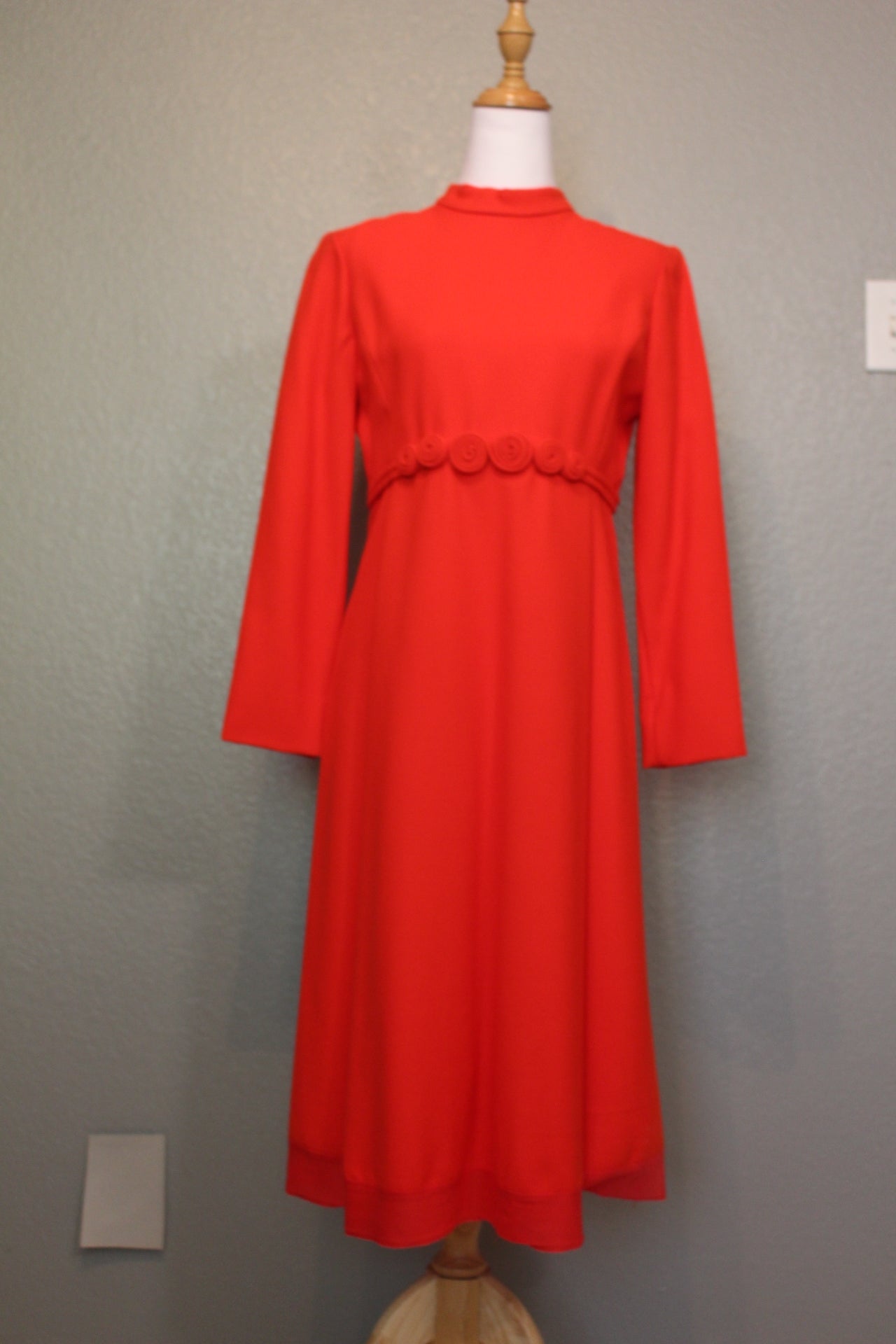 Don Sophisticates 1960's Orange - Red Color, Jackie O Style Wool Vintage Dress