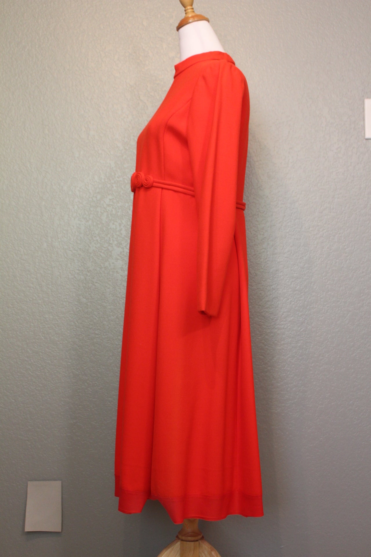 Don Sophisticates 1960's Orange - Red Color, Jackie O Style Wool Vintage Dress