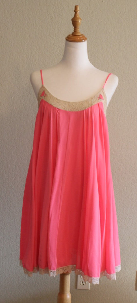 Fuchsia Spaghetti Strap Nightgown from the 60s