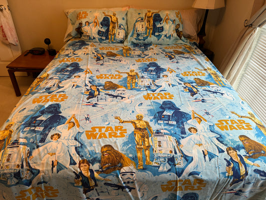 Star Wars Two Twins Vintage Sheet Sets from the 1970s (2-Flat Sheets, 2-Fitted Sheets, 2- Pillow Cases)