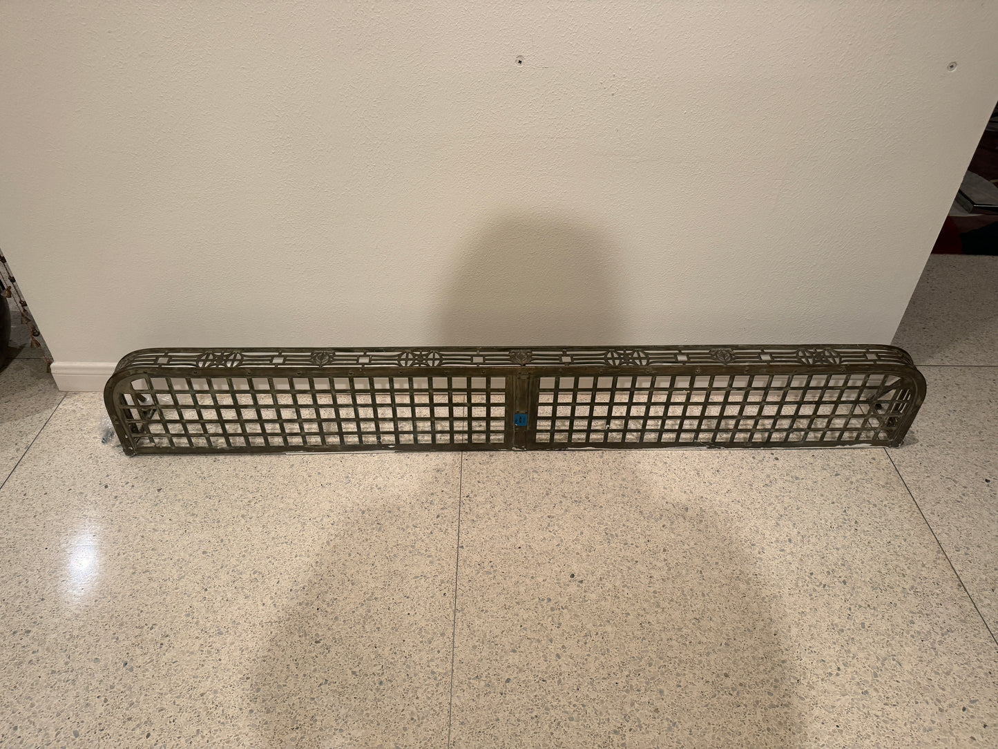 Vintage Railway Train Luggage Rack Shelving Brass/Metal - Length 65” x Width 9.9” x Height 7.5”